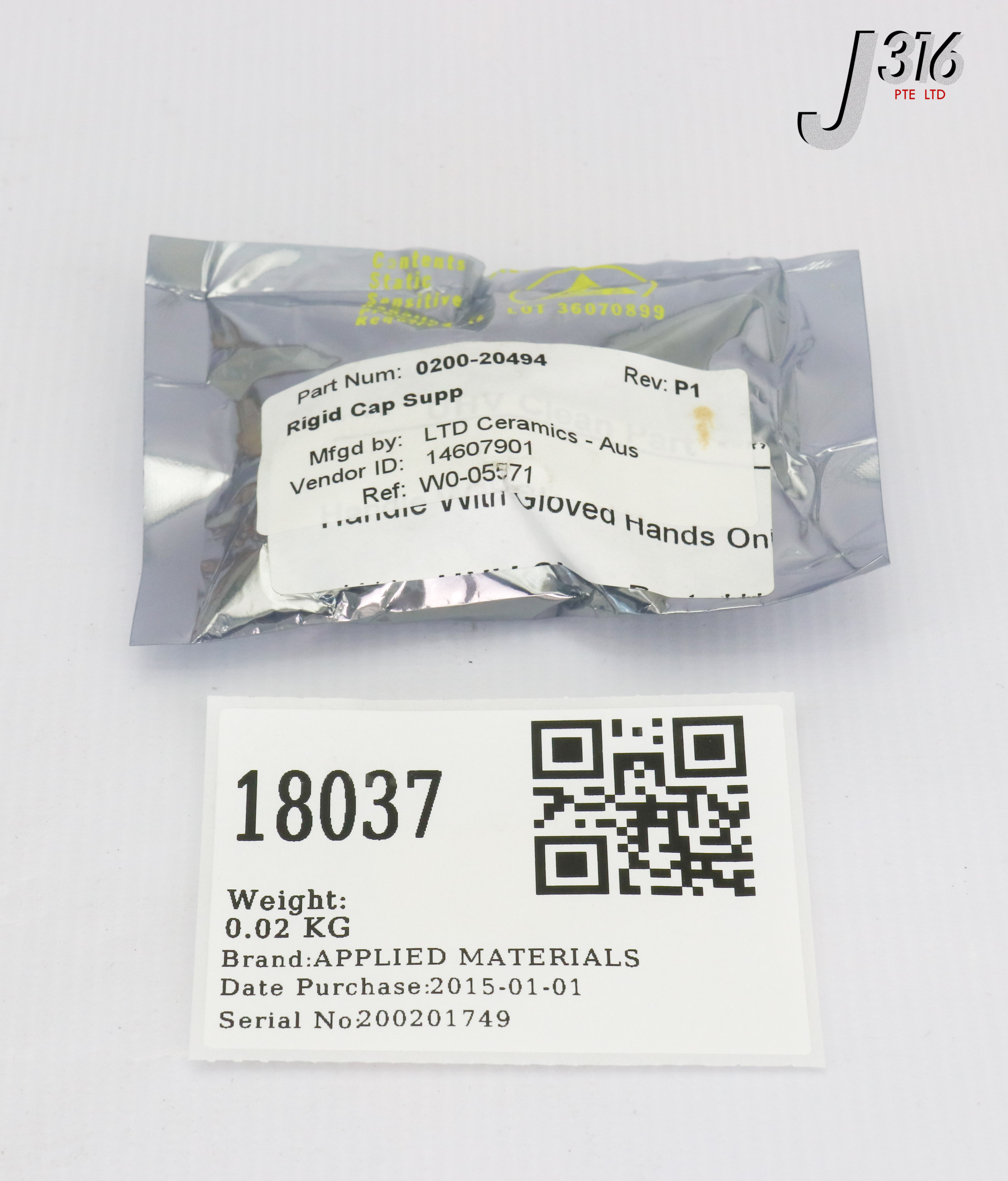 18037 APPLIED MATERIALS CAP, RIGID COIL SUPPORT, VECTRA-IMP ICE